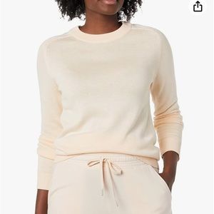 Amazon Aware Women's Pointelle Crewneck Sweater, Patel Rose (Pale Pink)